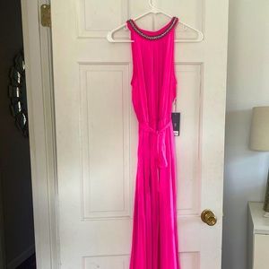 JLo Bright Pink Embellished Maxi Dress NWT Size S